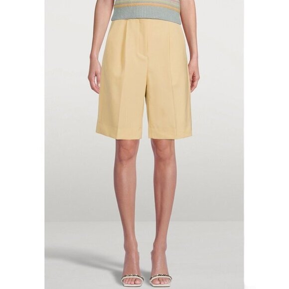 Vintage Custard Yellow Pleated Relaxed High Waisted Trouser Shorts Size 6 - Picture 1 of 6